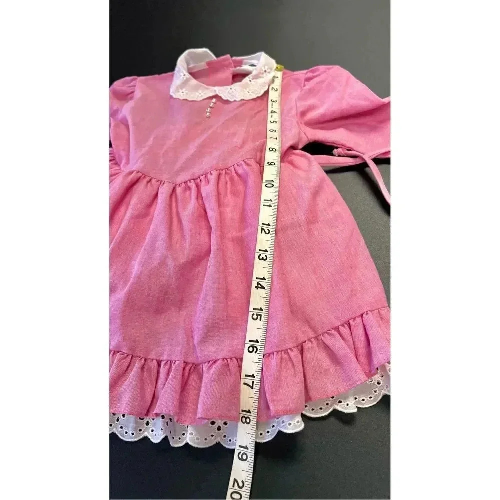 Vintage 80s Nannette Little Girls 4T Pink Easter Church Tutu Lace Dress - Picture 10 of 13